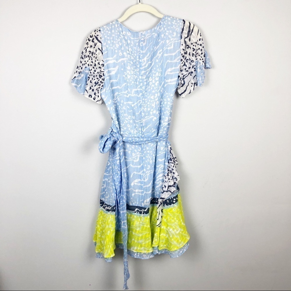 Tanya Taylor Bianka Silk Blend Wrap Dress Mini Size 0 Short Sleeve Casual Party - Picture 3 of 5